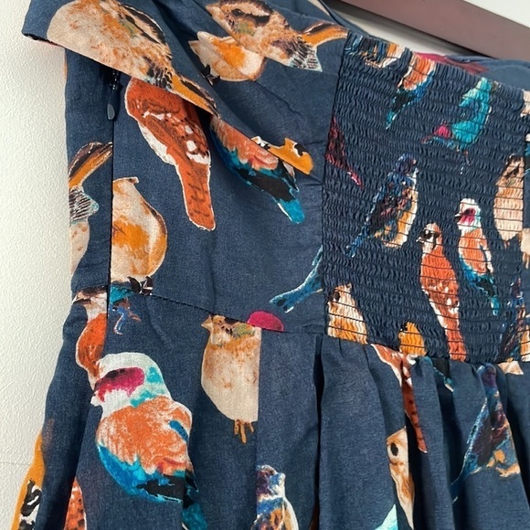 Anthropologie "Native birds "strapless birdie novelty print Quirky Adorable Y2K - Picture 10 of 12